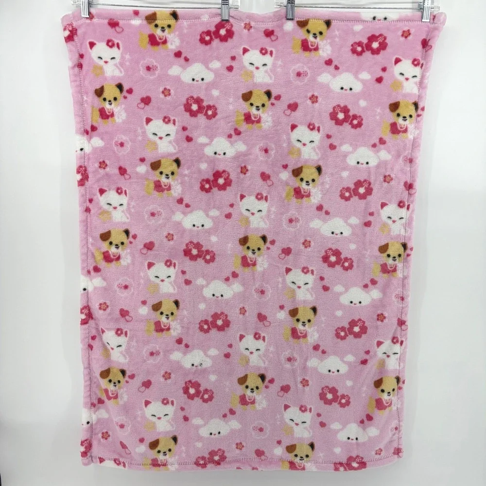Island Heritage Island Yumi Pink Fleece Baby Blanket Hawaii Hibiscus Cat Puppy